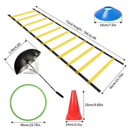 1 Set of Soccer Speed Quickness Agility Training Set Agility Ladder, (19.6 Ft Long with 12 Rungs)